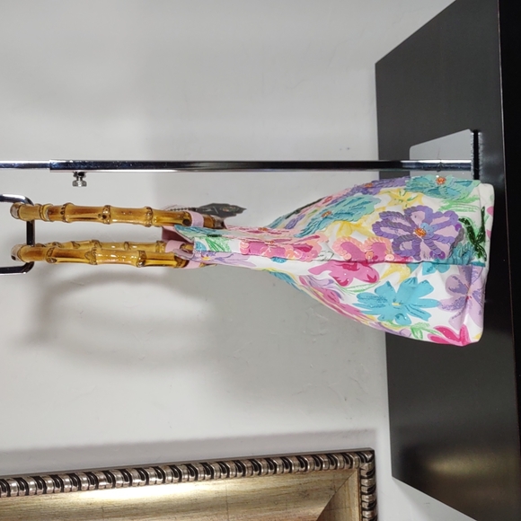 Embellished Printed Canvas Tote Bag - Picture 4 of 7